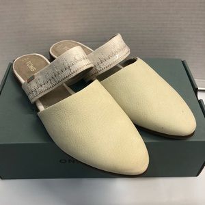 Womens TOMS Jutti Mule Off White Embroidered Strap